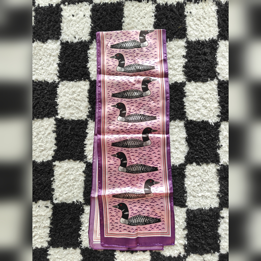 Vintage Eleanor Paine Duck Pink and Purple Scarf